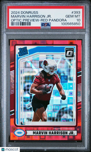 2024 Panini Donruss Rated Rookie Marvin Harrison JR Preview Red Pandora RC PSA10 