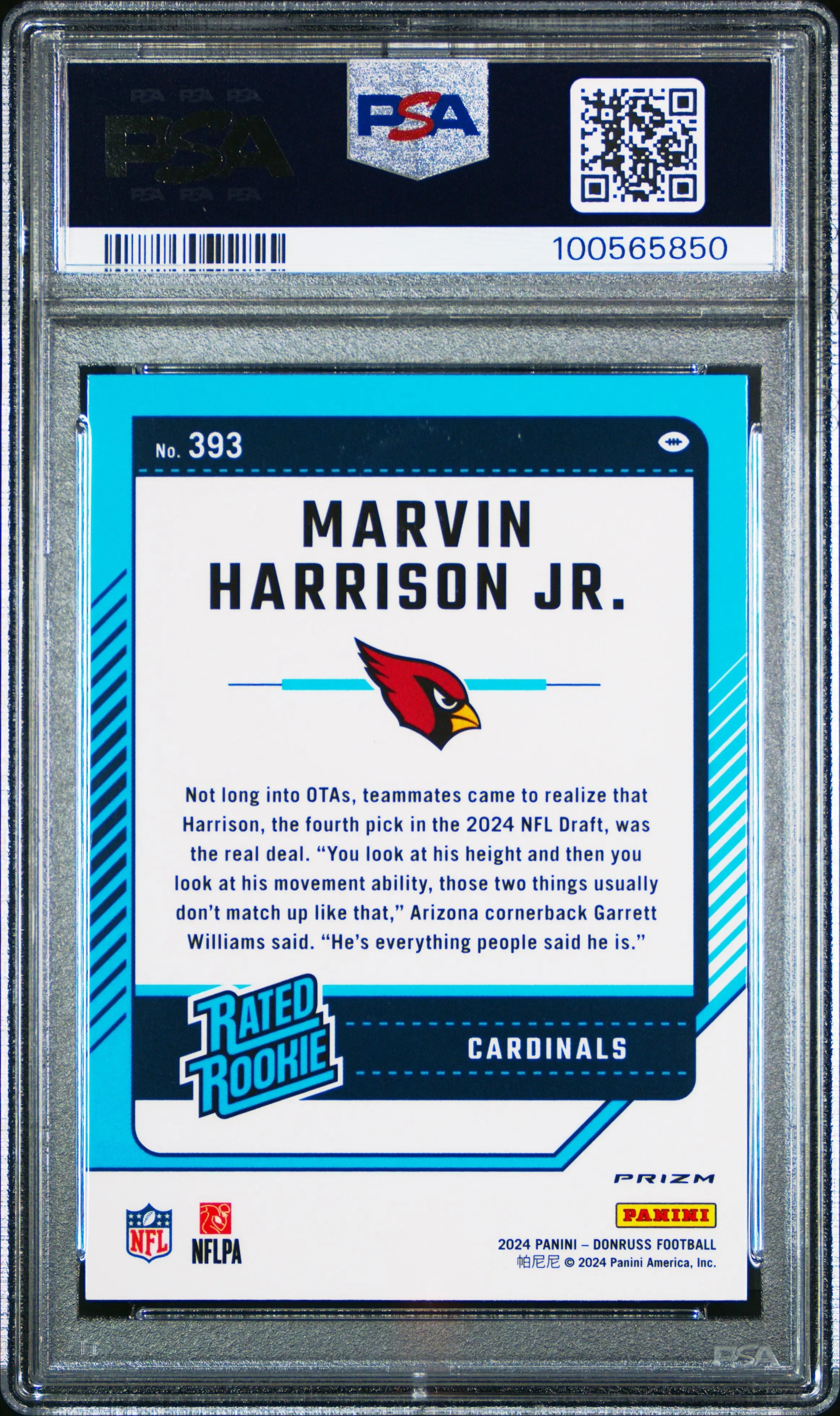 2024 Panini Donruss Rated Rookie Marvin Harrison JR Preview Red Pandora RC PSA10 