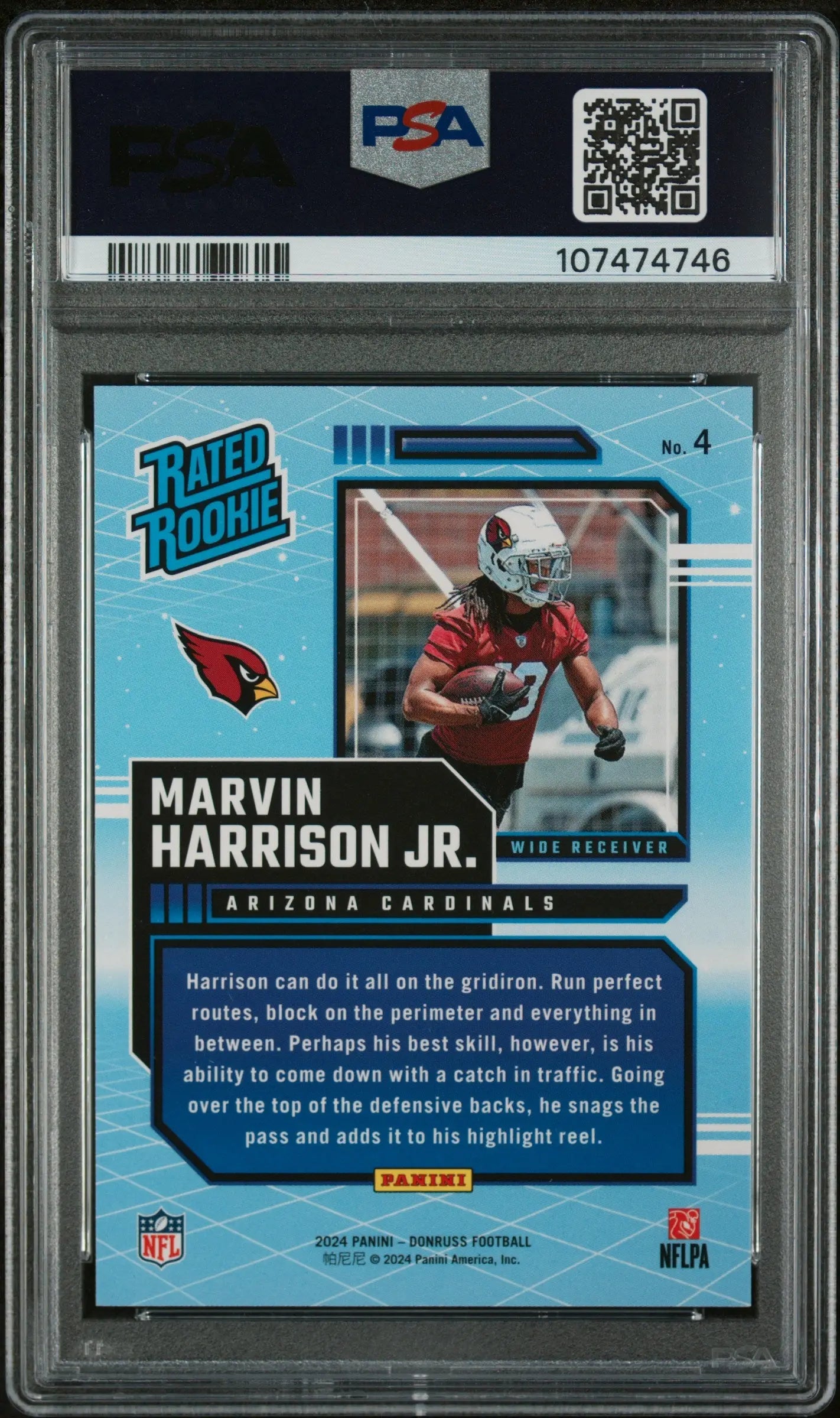 2024 Panini Donruss Rated Rookies Retro Marvin Harrison JR. RC PSA 10 