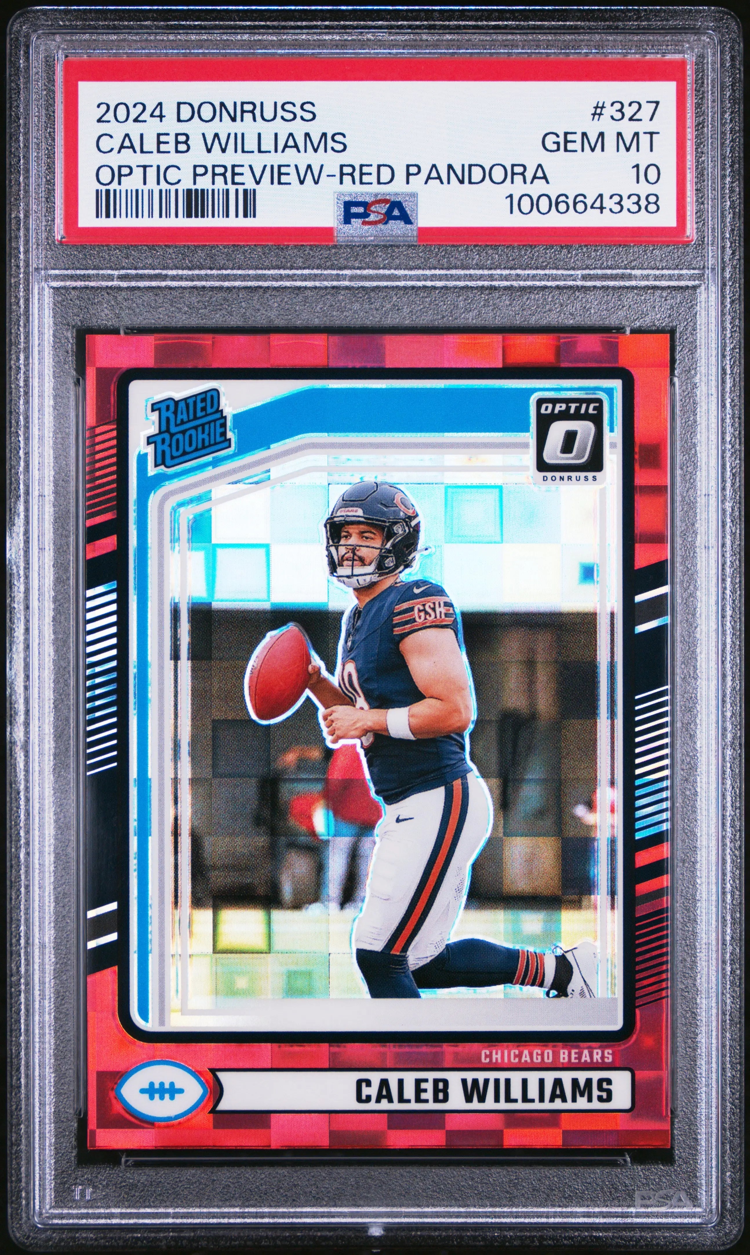 2024 Panini Donruss Rookie Caleb Williams Optic Preview Red Pandora PSA 10 