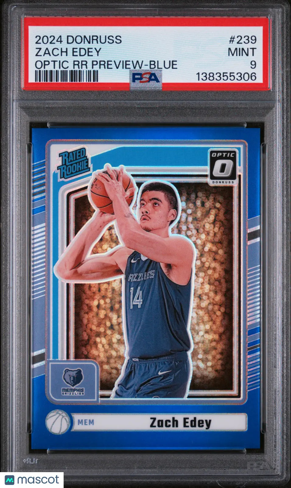 2024 Panini Donruss Zach Edey #239 Optic RR Preview Blue PSA 9 