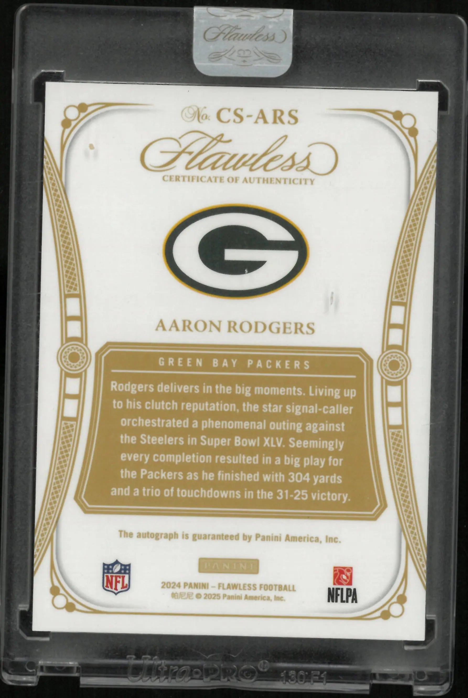 2024 Panini Flawless Champions Signatures Autograph Aaron Rodgers Auto /25 