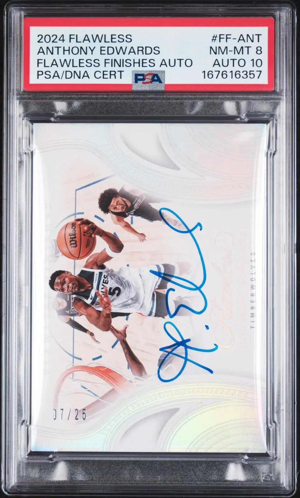 2024 Panini Flawless Finishes Autograph Anthony Edwards Auto /25 PSA 8 