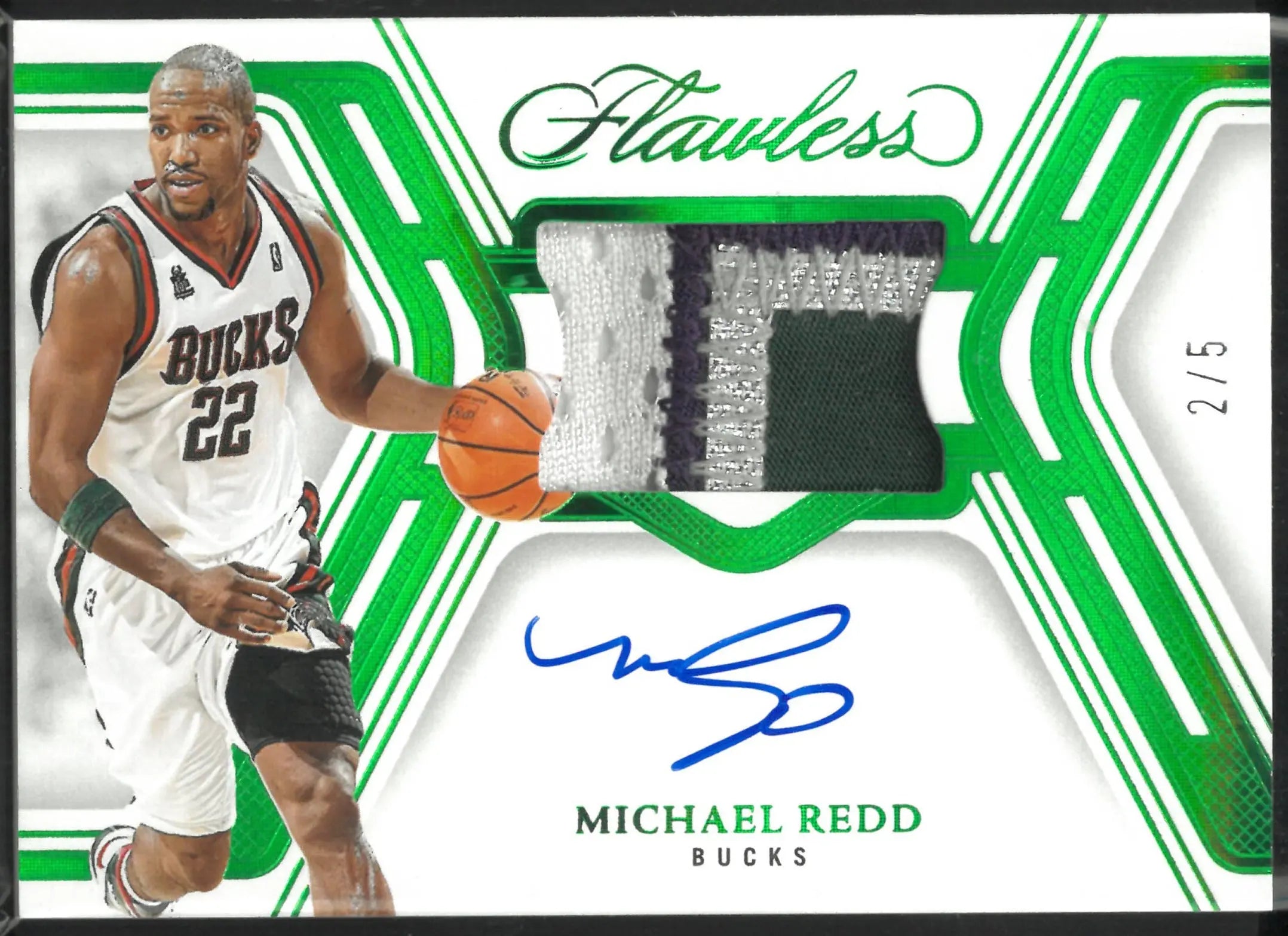 2024 Panini Flawless Green Signature Patch Materials Patch Auto Michael Redd /5 