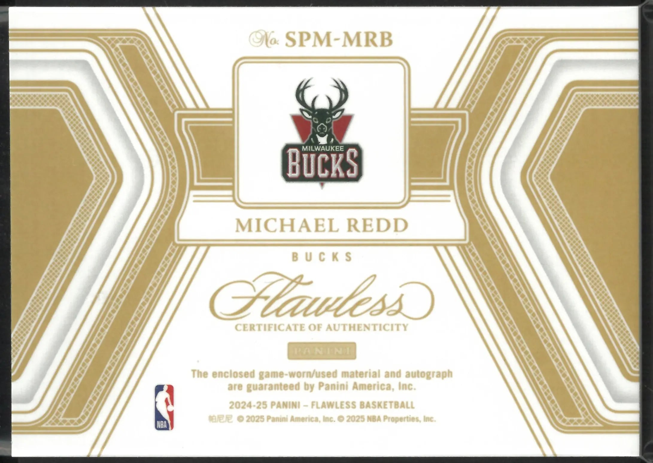 2024 Panini Flawless Green Signature Patch Materials Patch Auto Michael Redd /5 