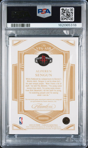 2024 Panini Flawless Vertical Patch Auto Alperen Sengun Emerald /5 PSA 9 