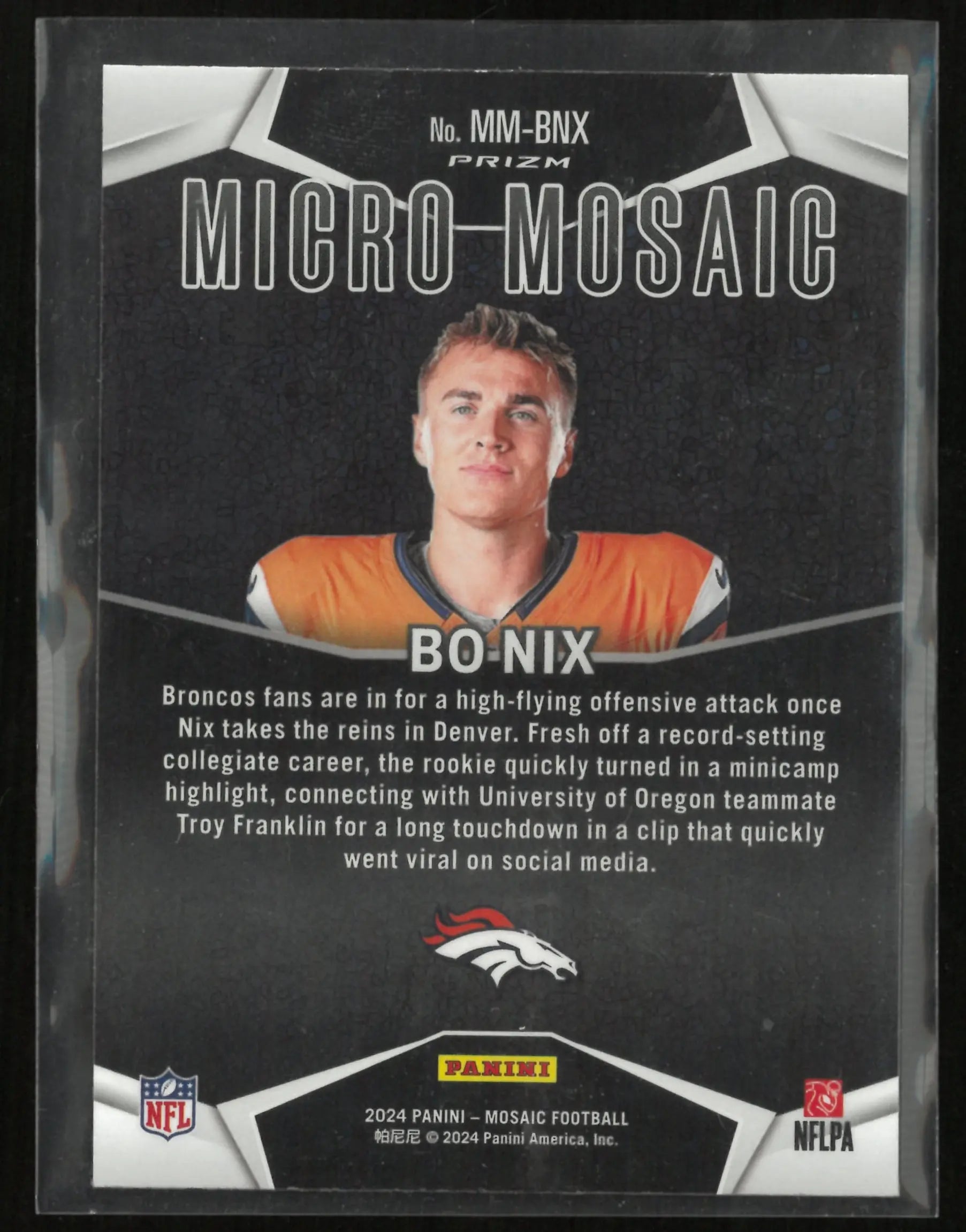 2024 Panini Football Micro Mosaic Bo Nix Rookie RC 