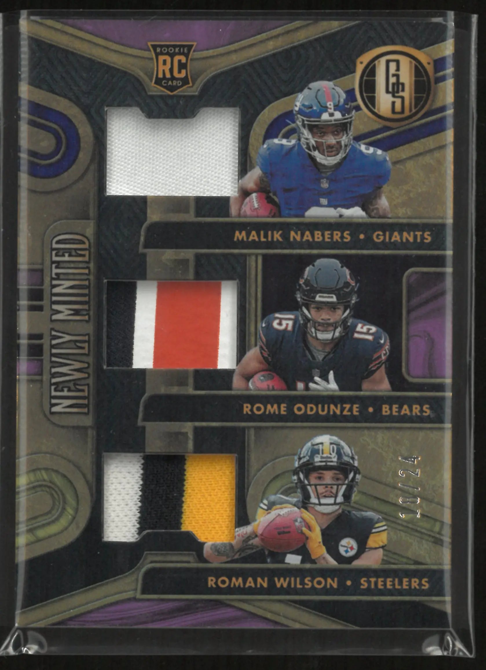 2024 Panini Gold Standard Newly Minted Nabers Odunze Wilson Triple Patch RC /24 