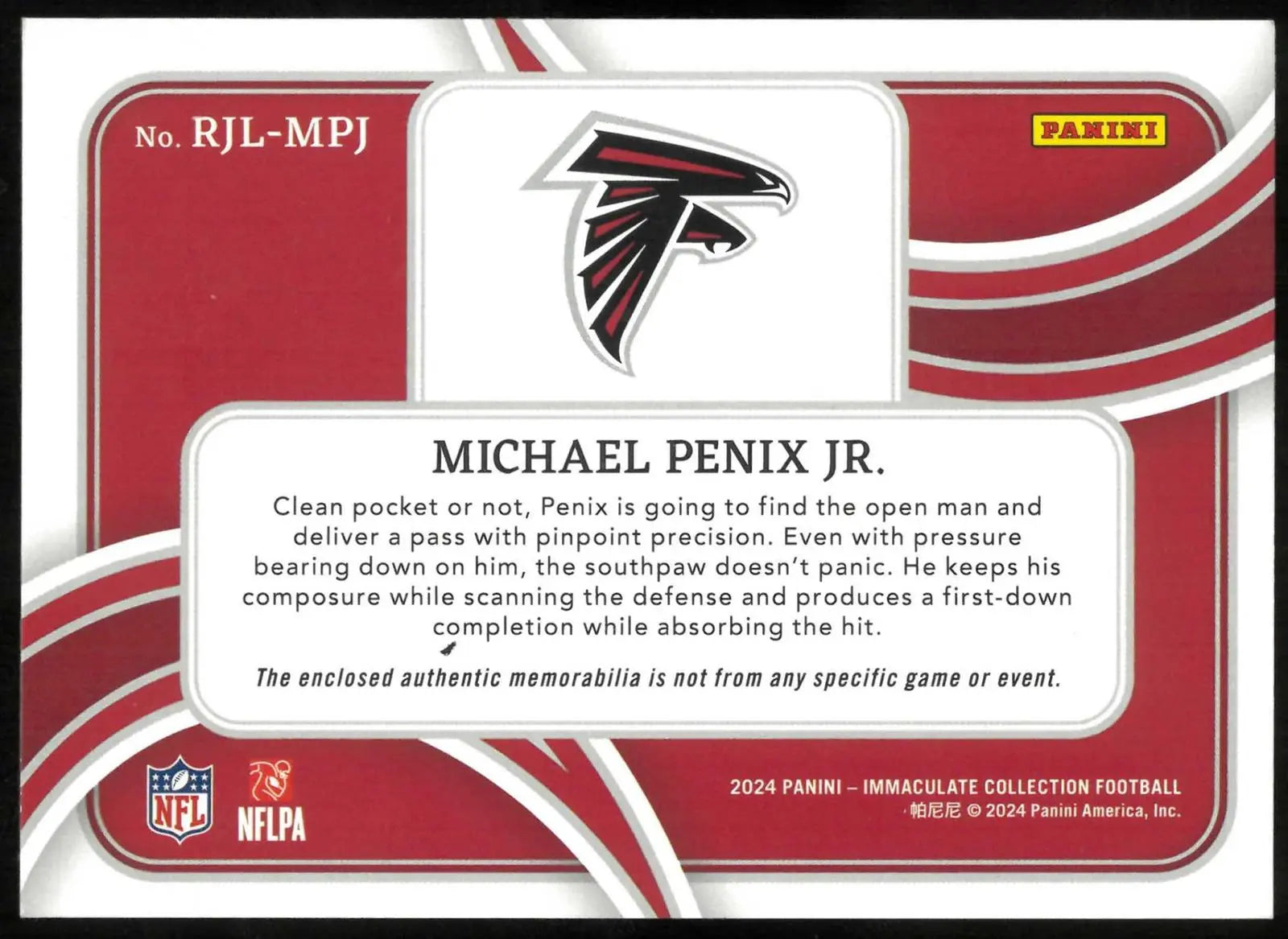 2024 Panini Immaculate Collection Rookie Patch Michael Penix Jr. /20 RC 