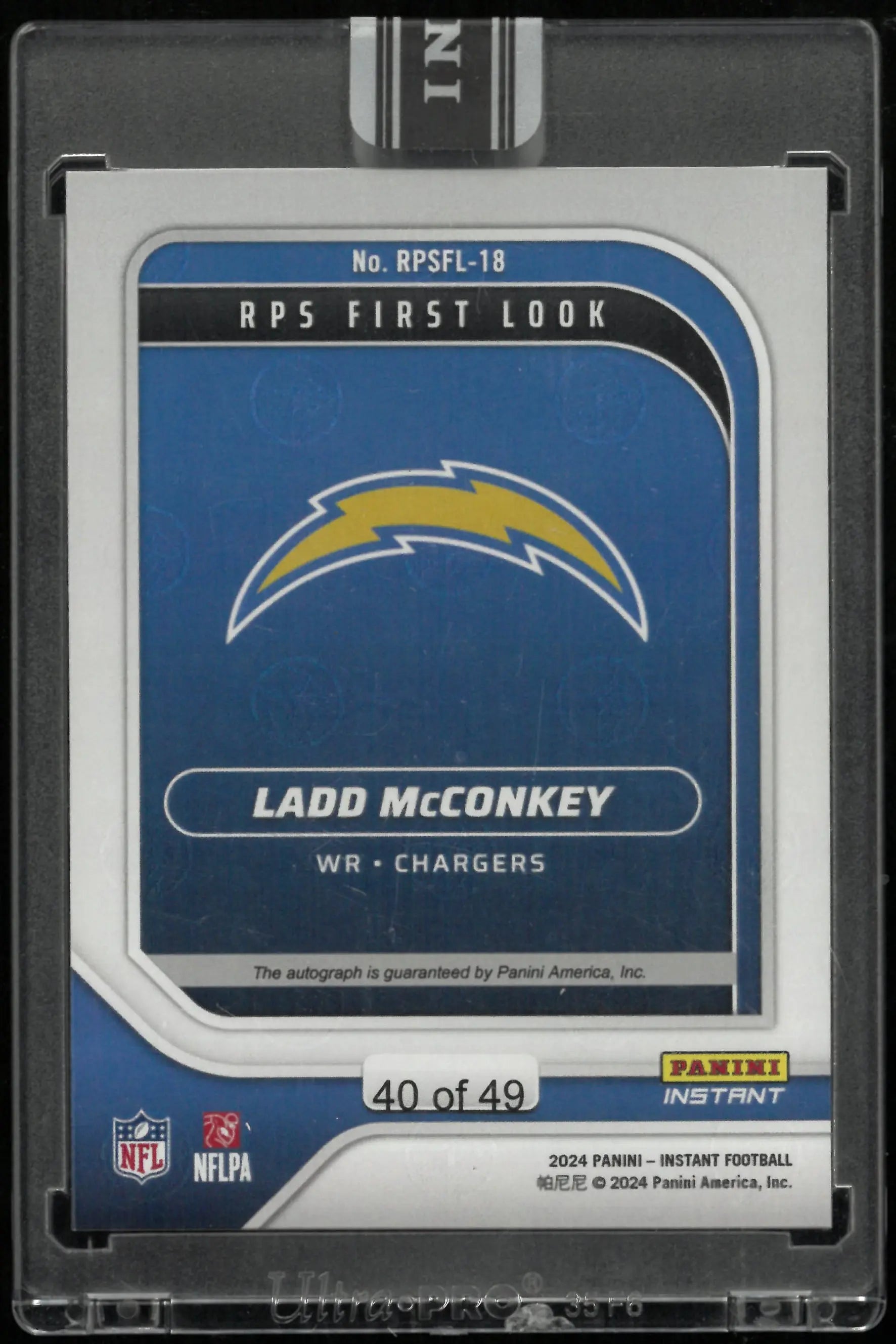 2024 Panini Instant First Look Rookie Premiere Autograph Ladd McConkey Auto RC 