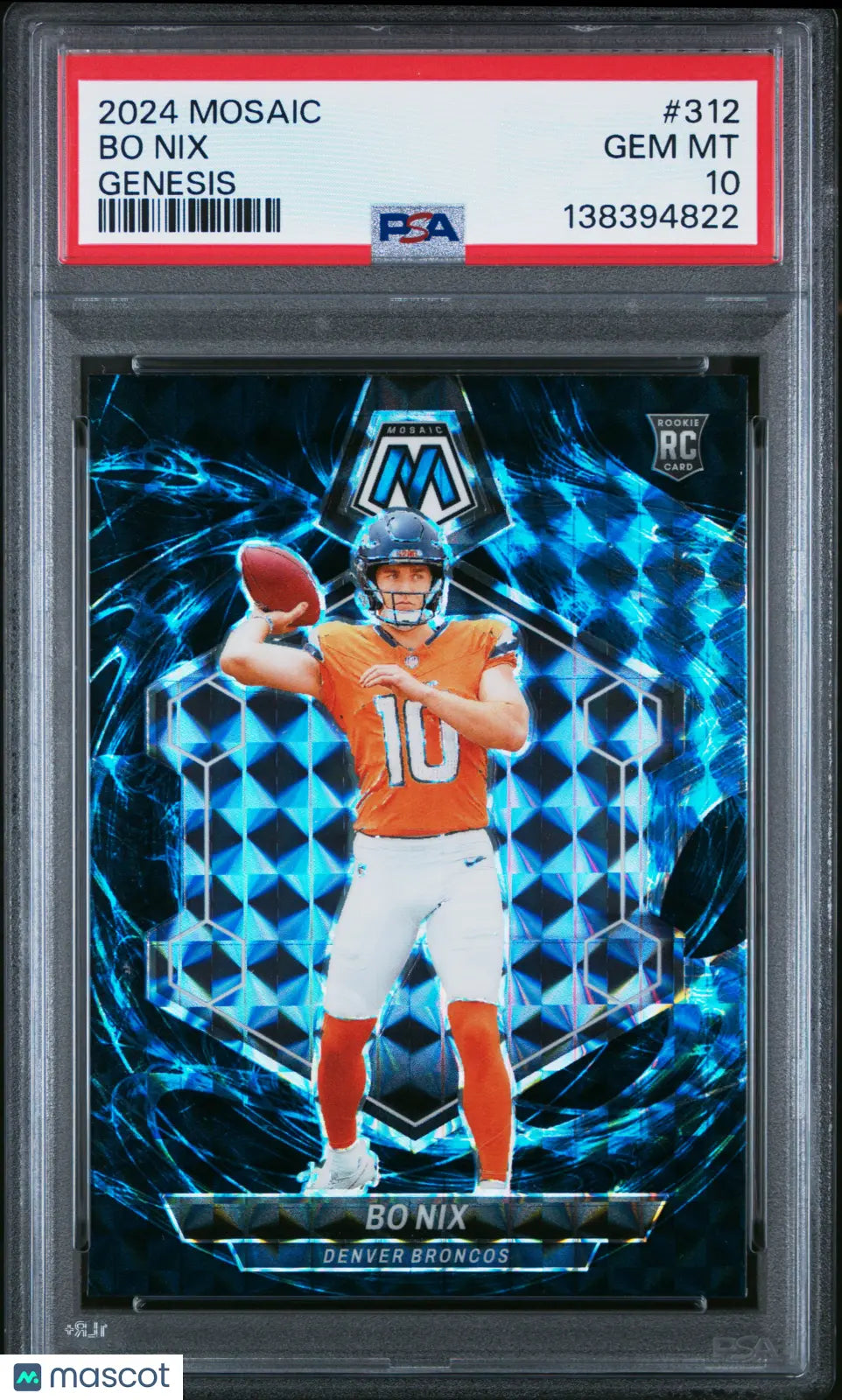 2024 Panini Mosaic Bo Nix #312 Genesis RC Rookie PSA 10 
