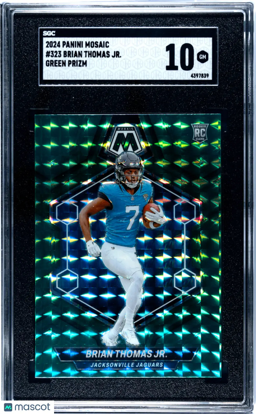 2024 Panini Mosaic Football Brian Thomas JR. RC Rookie Green Prizm SGC 10 