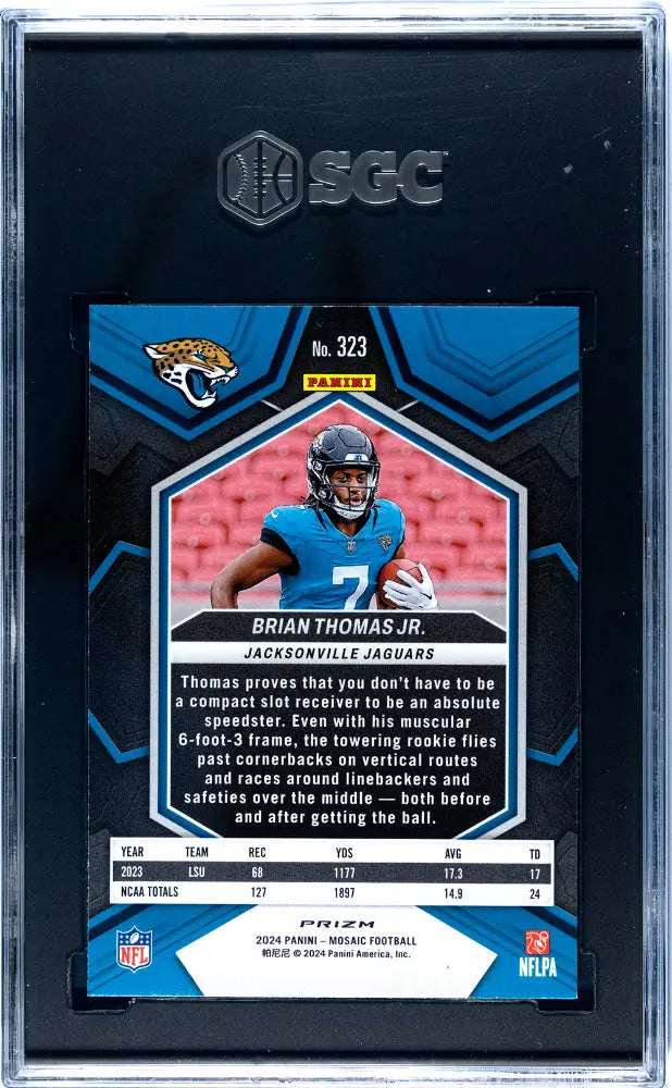 2024 Panini Mosaic Football Brian Thomas JR. RC Rookie Green Prizm SGC 10 