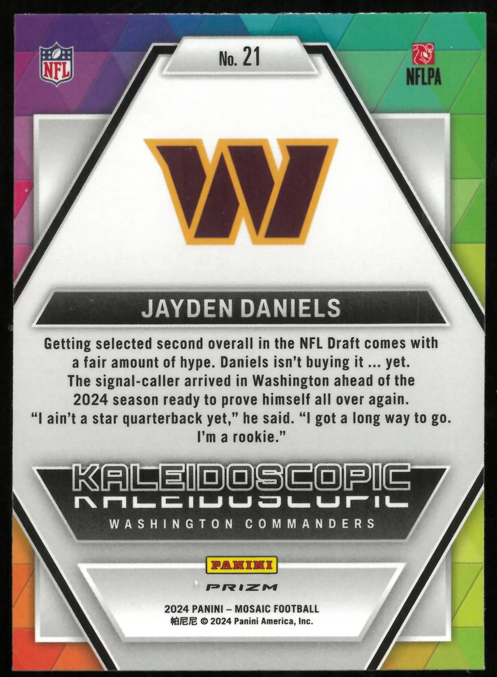 2024 Panini Mosaic Football Jayden Daniels RC Rookie Kaleidoscopic 