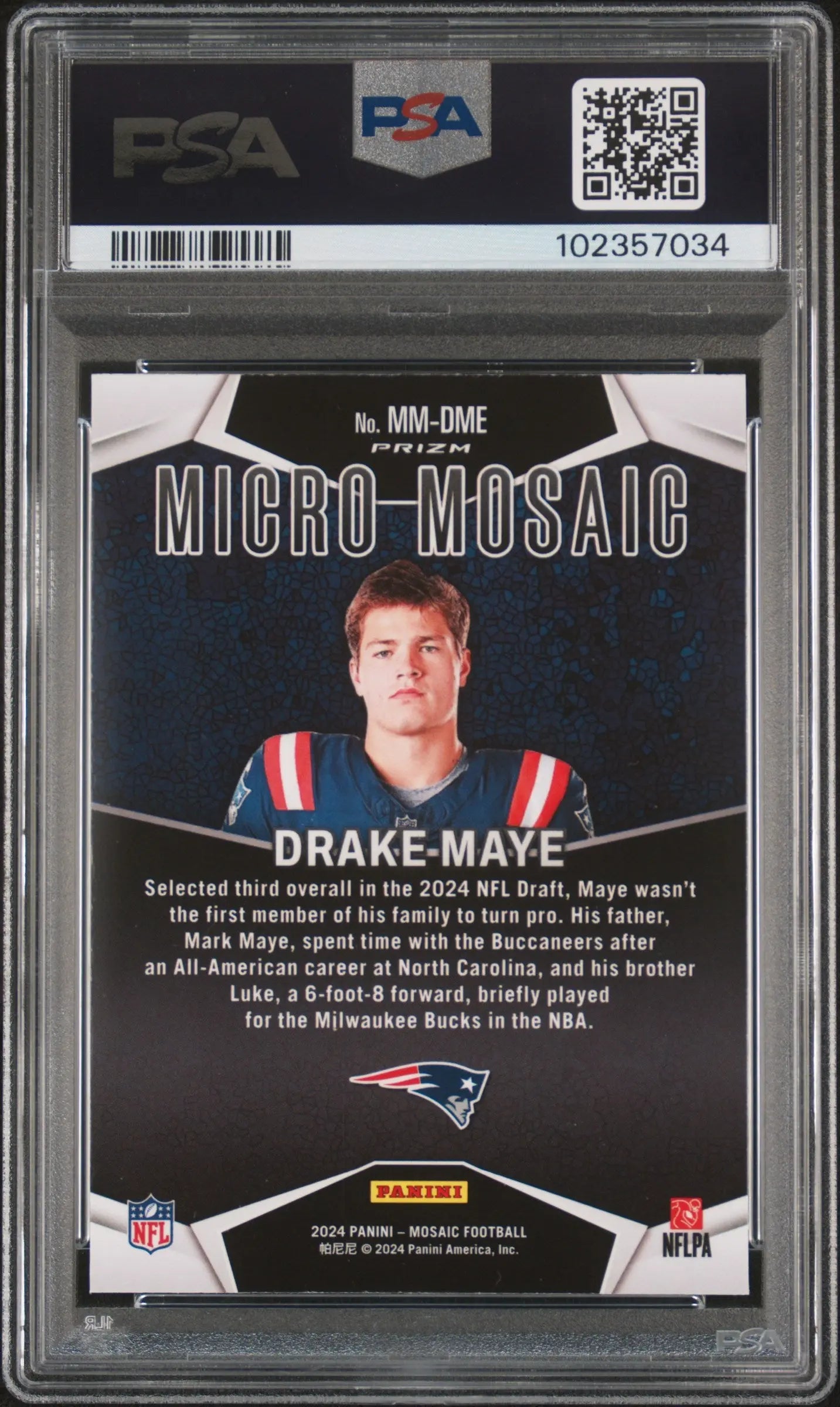 2024 Panini Mosaic Micro Mosaic Rookie Drake Maye RC PSA 10 