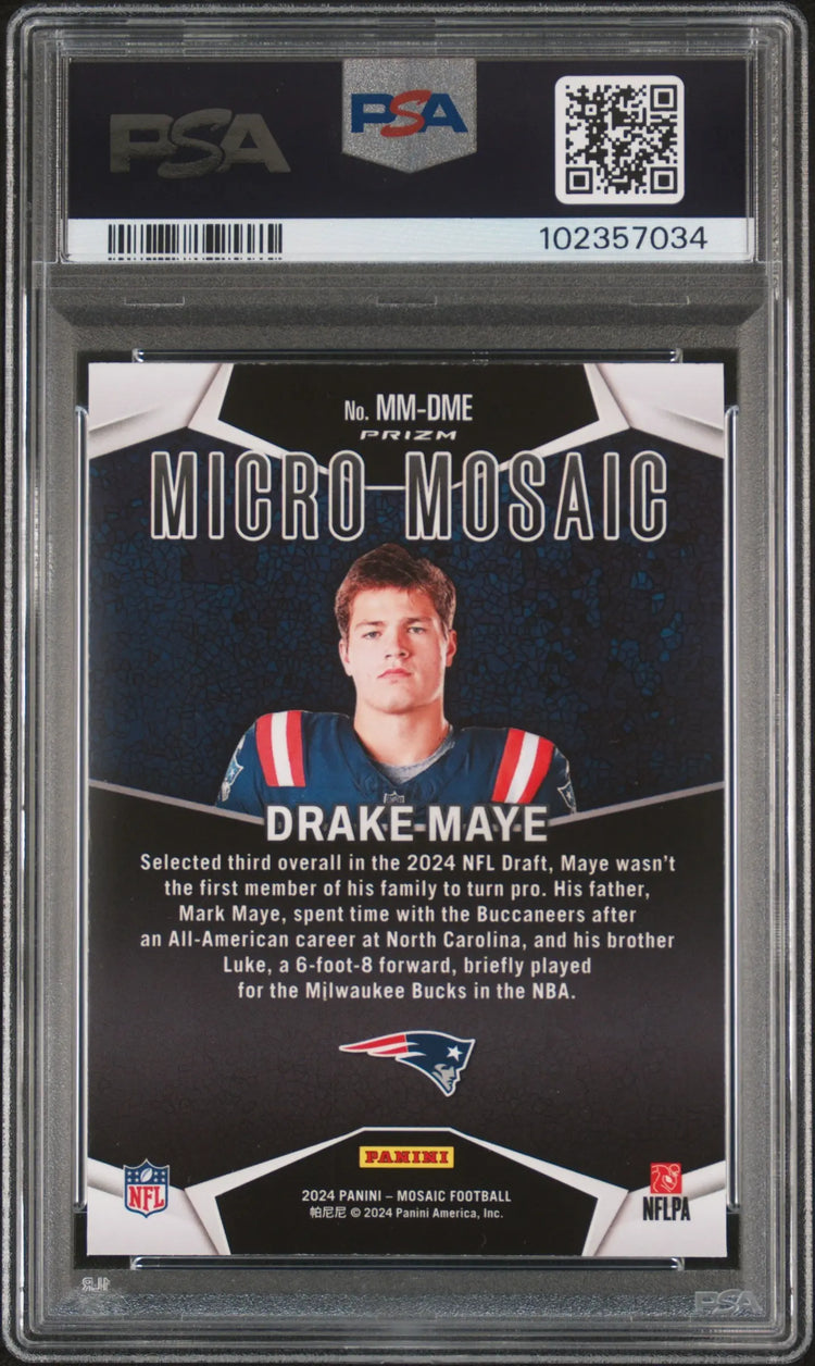 2024 Panini Mosaic Micro Mosaic Rookie Drake Maye RC PSA 10 