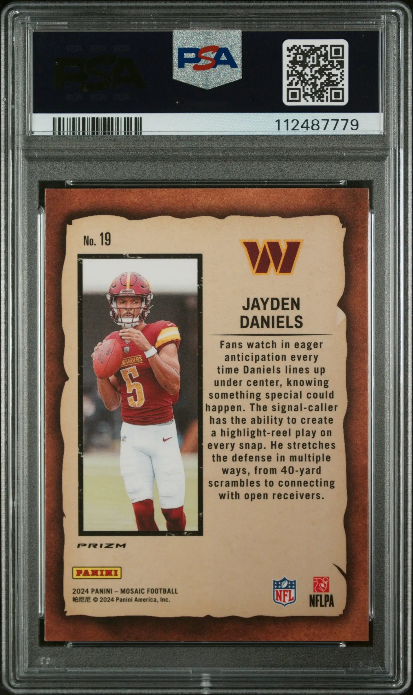 2024 Panini Mosaic Notoriety Jayden Daniels RC Rookie #19 PSA 10 