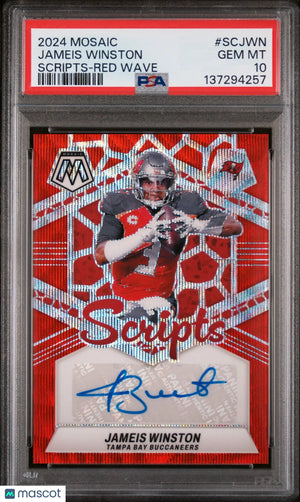 2024 Panini Mosaic Red Wave Scripts Auto Jameis Winston #SCJWN PSA 10 