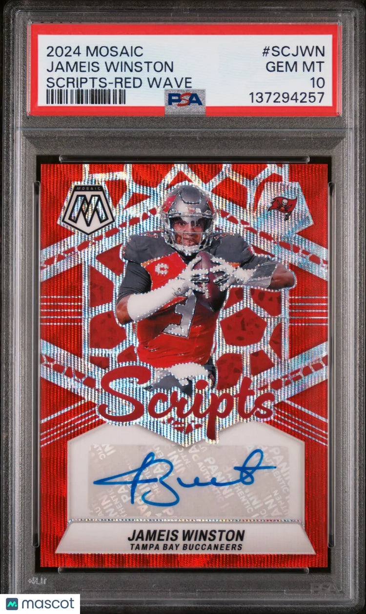 2024 Panini Mosaic Red Wave Scripts Auto Jameis Winston #SCJWN PSA 10 