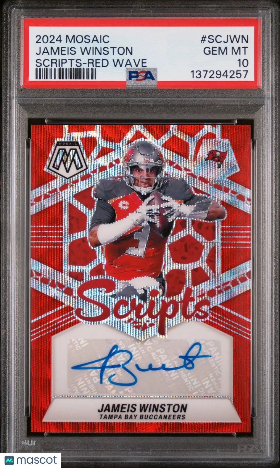 2024 Panini Mosaic Red Wave Scripts Auto Jameis Winston #SCJWN PSA 10 