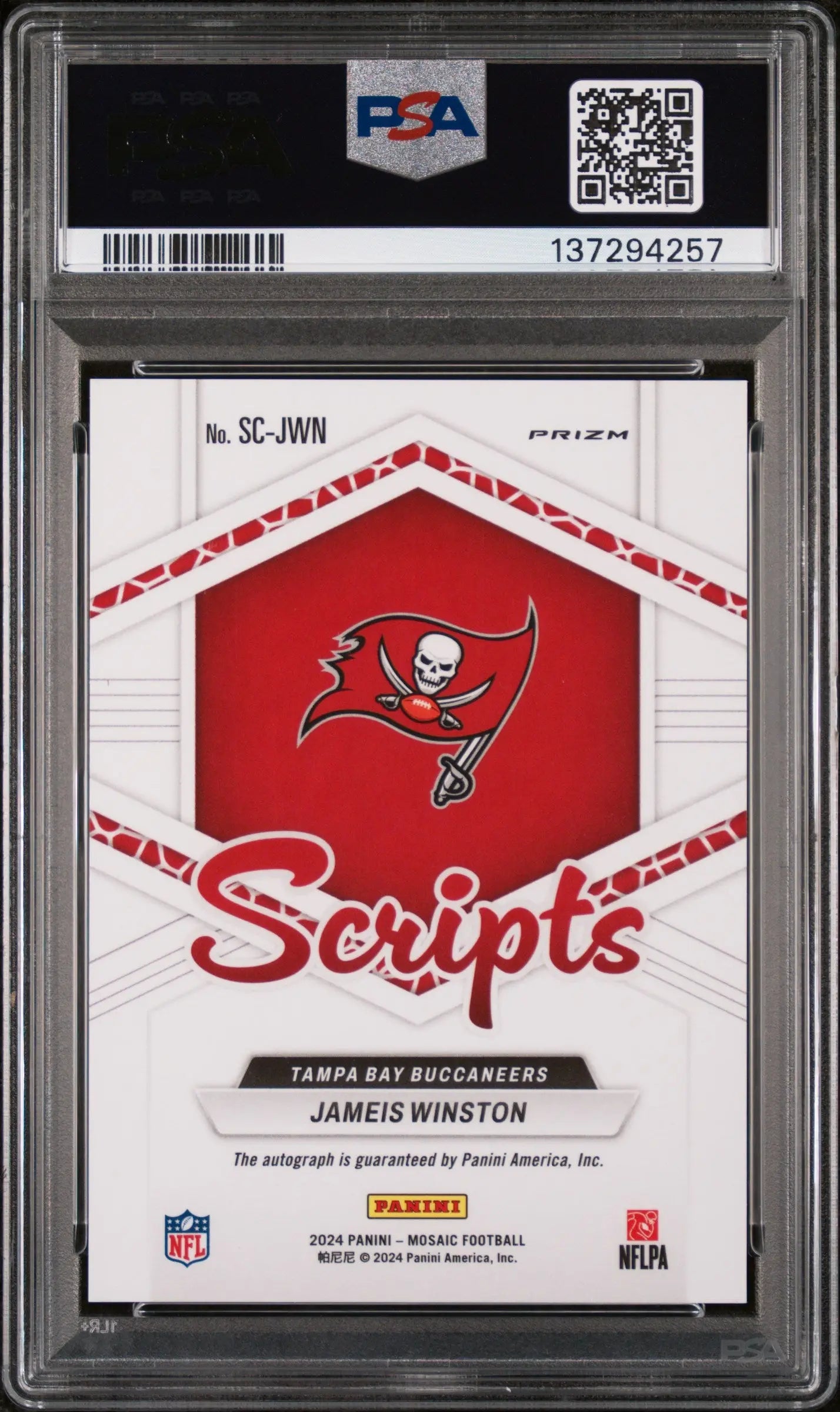2024 Panini Mosaic Red Wave Scripts Auto Jameis Winston #SCJWN PSA 10 
