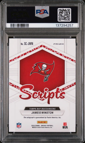 2024 Panini Mosaic Red Wave Scripts Auto Jameis Winston #SCJWN PSA 10 