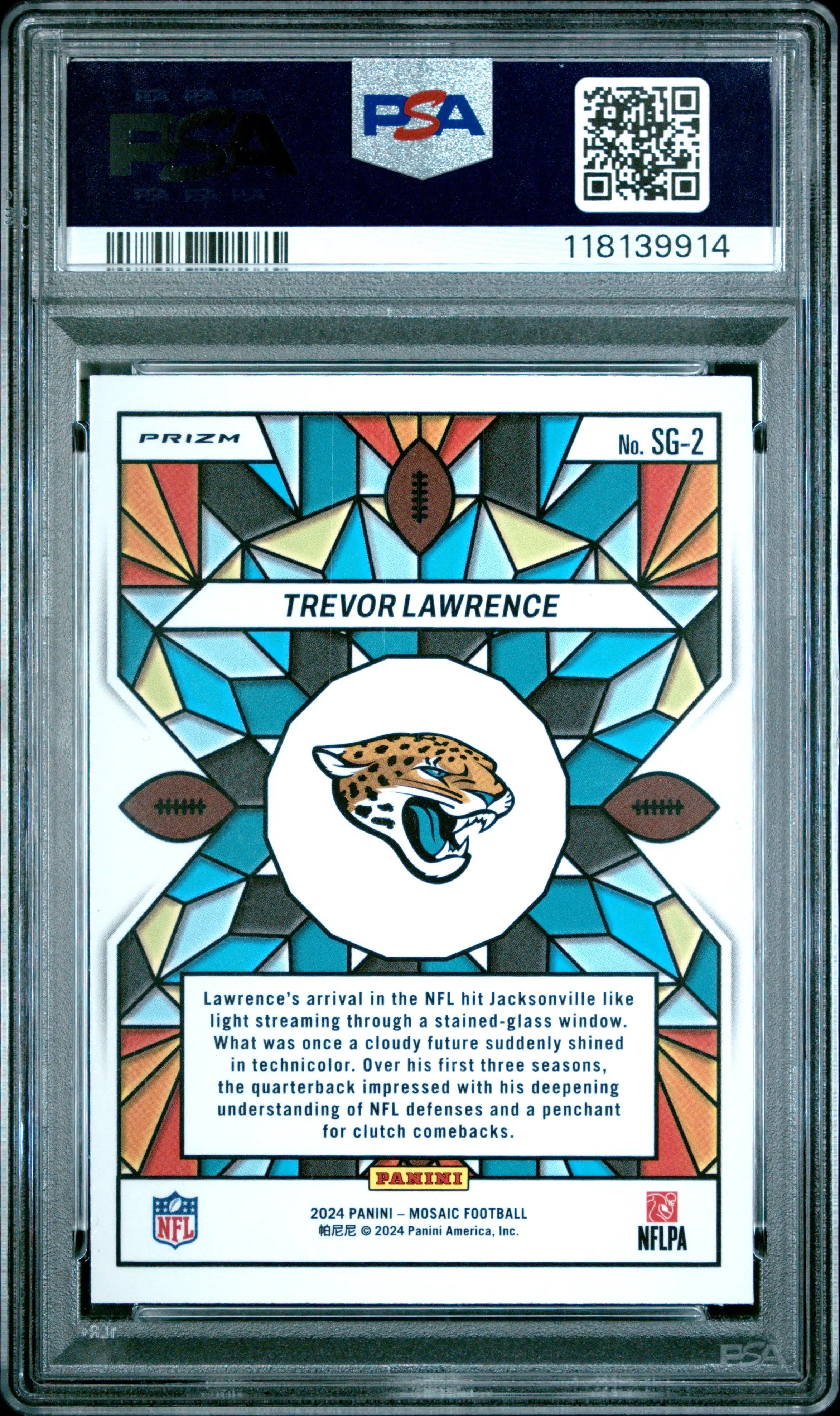 2024 Panini Mosaic Stained Glass Trevor Lawrence PSA 9 