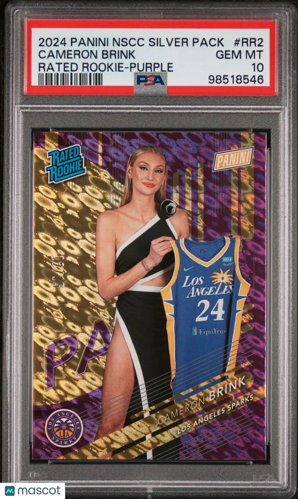 2024 Panini NSCC Silver Pack Rated Rookie Cameron Brink Purple /15 PSA 10 