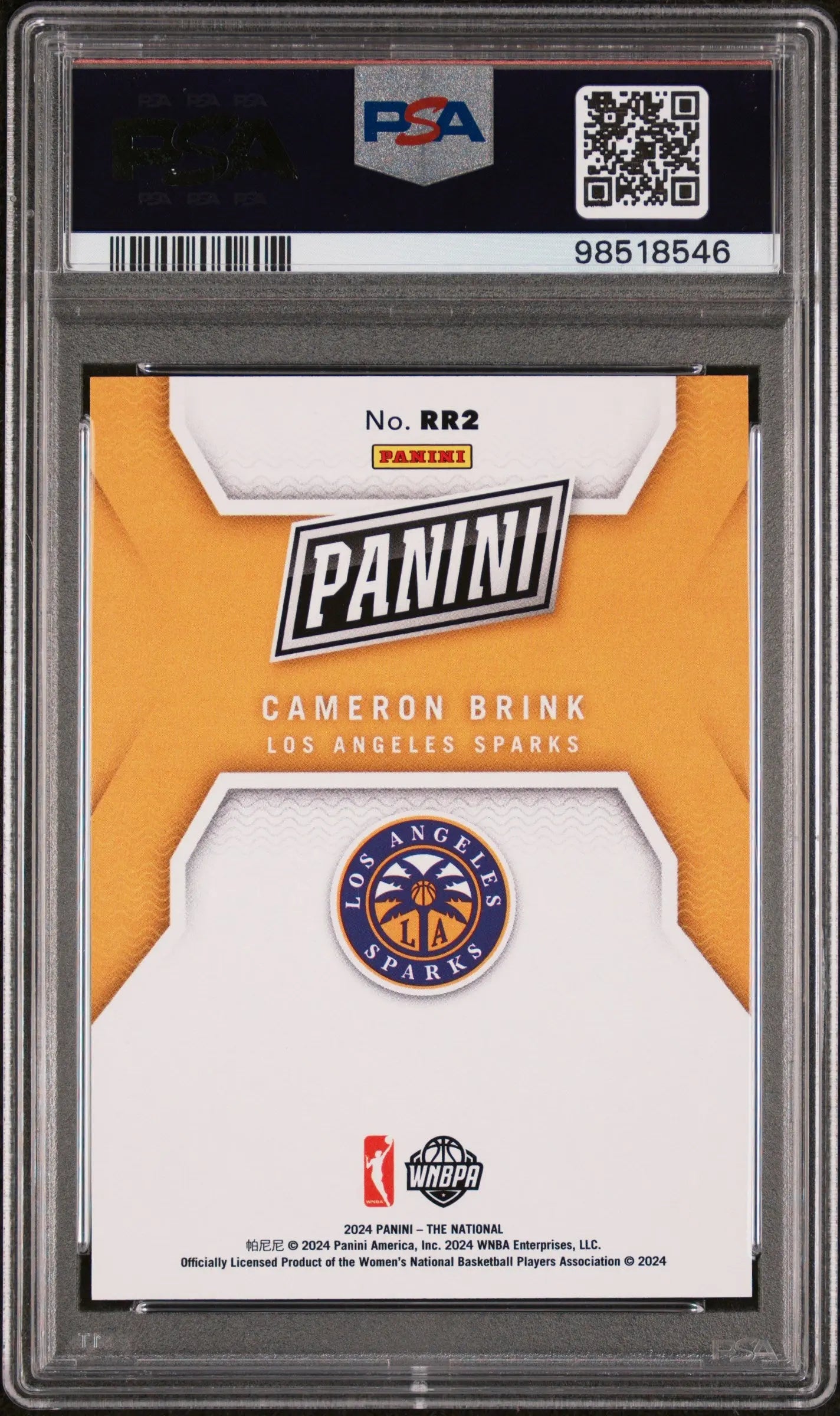 2024 Panini NSCC Silver Pack Rated Rookie Cameron Brink Purple /15 PSA 10 