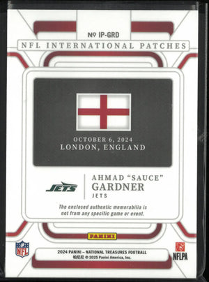 2024 Panini National Treasure NFL International Patches Ahmad "Sauce" Gardner /5 