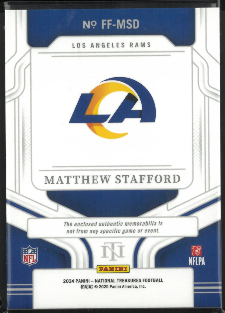 2024 Panini National Treasure Patch Matthew Stafford /25 