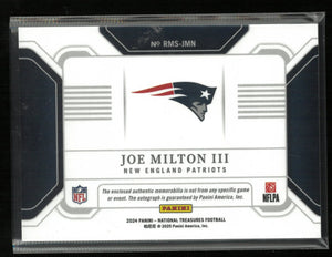 2024 Panini National Treasure Rookie Patch Autograph Joe Milton III RC /99 