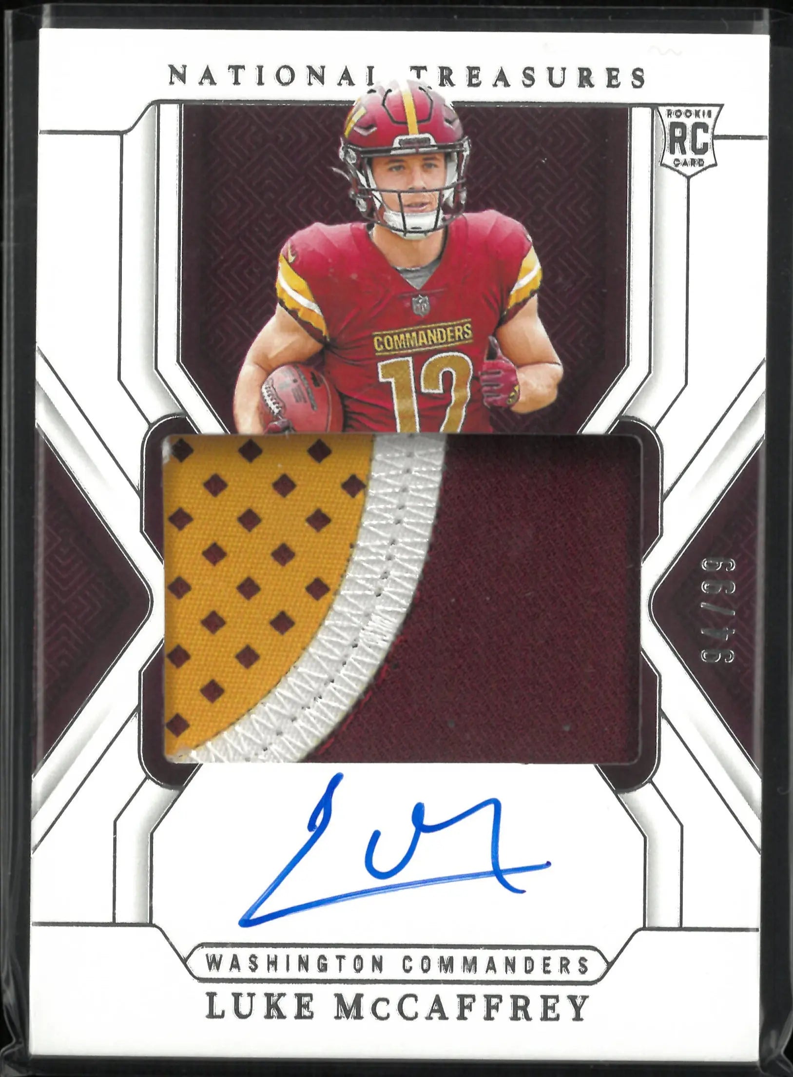 2024 Panini National Treasure Rookie Patch Autograph Luke McCaffrey /99 