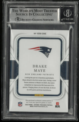 2024 Panini National Treasures Rookie Dual Materials Drake Maye RC /99 BGS 8.5 