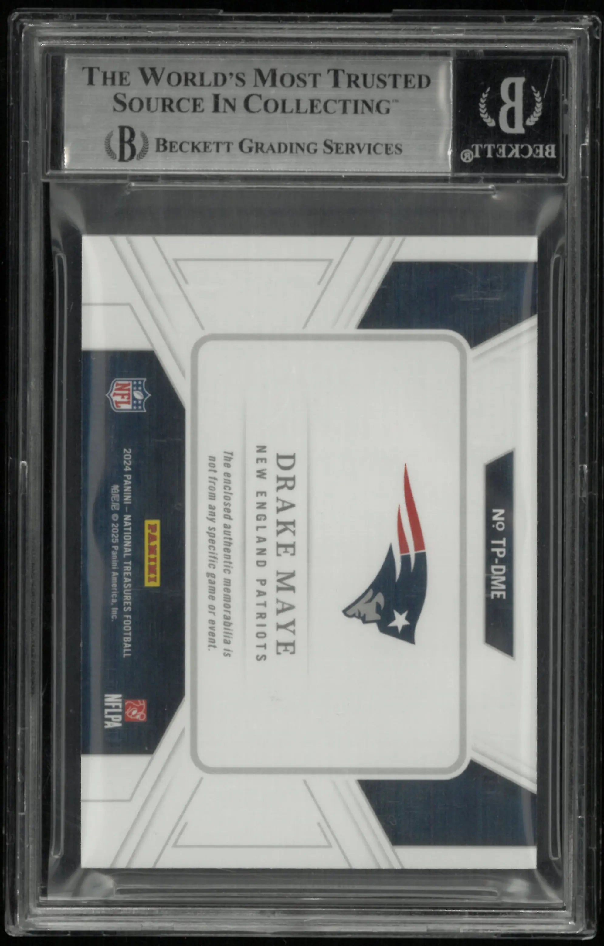 2024 Panini National Treasures Treasured Patch Rookie Drake Maye RC /25 BGS 8.5 
