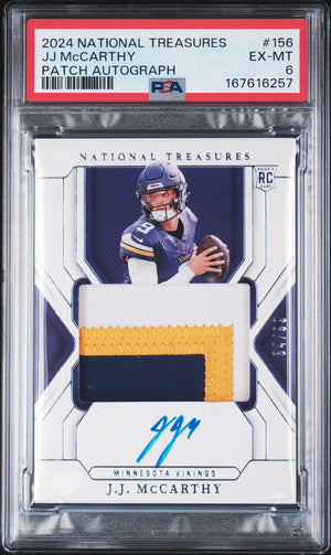2024 Panini National Treasures #156 Jj Mccarthy Rookie Patch Autograph /99 PSA 6 