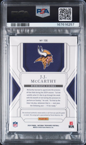 2024 Panini National Treasures #156 Jj Mccarthy Rookie Patch Autograph /99 PSA 6 
