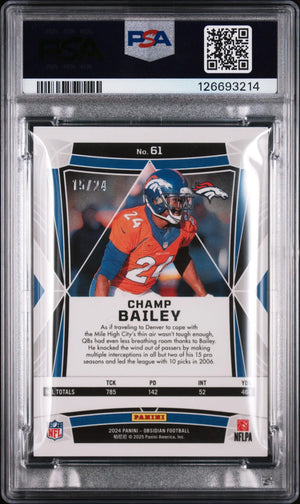 2024 Panini Obsidian Intl Orange Mosaic Champ Bailey #61 PSA 9 