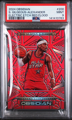 2024 Panini Obsidian S. Gilgeous-Alexander Electric Etch Red Flood PSA 9 