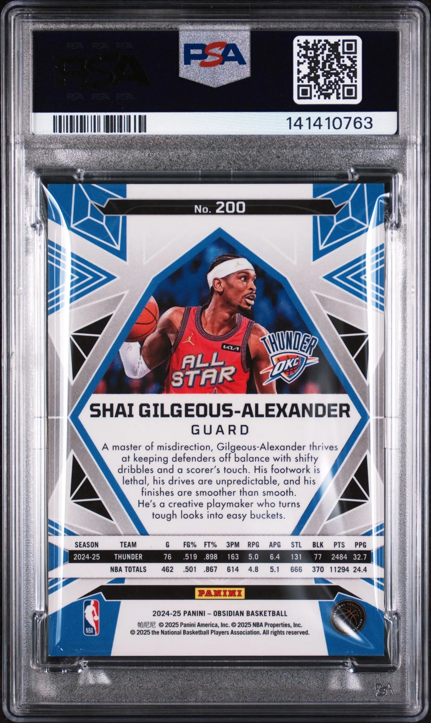 2024 Panini Obsidian S. Gilgeous-Alexander Electric Etch Red Flood PSA 9 