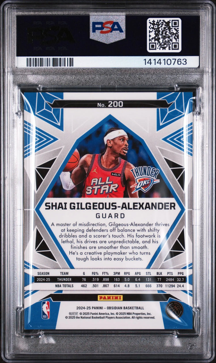 2024 Panini Obsidian S. Gilgeous-Alexander Electric Etch Red Flood PSA 9 