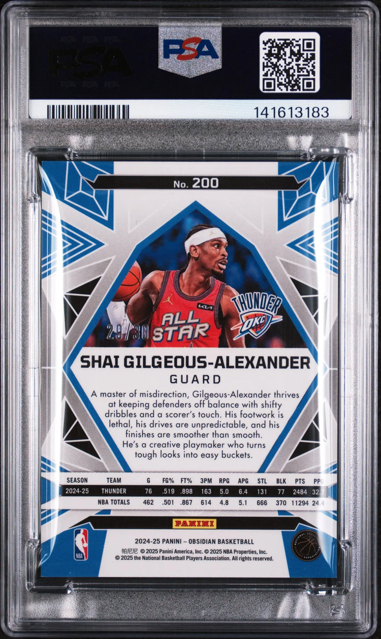 2024 Panini Obsidian S. Gilgeous-Alexander #200 Electric Etch Blue Flood PSA 8 