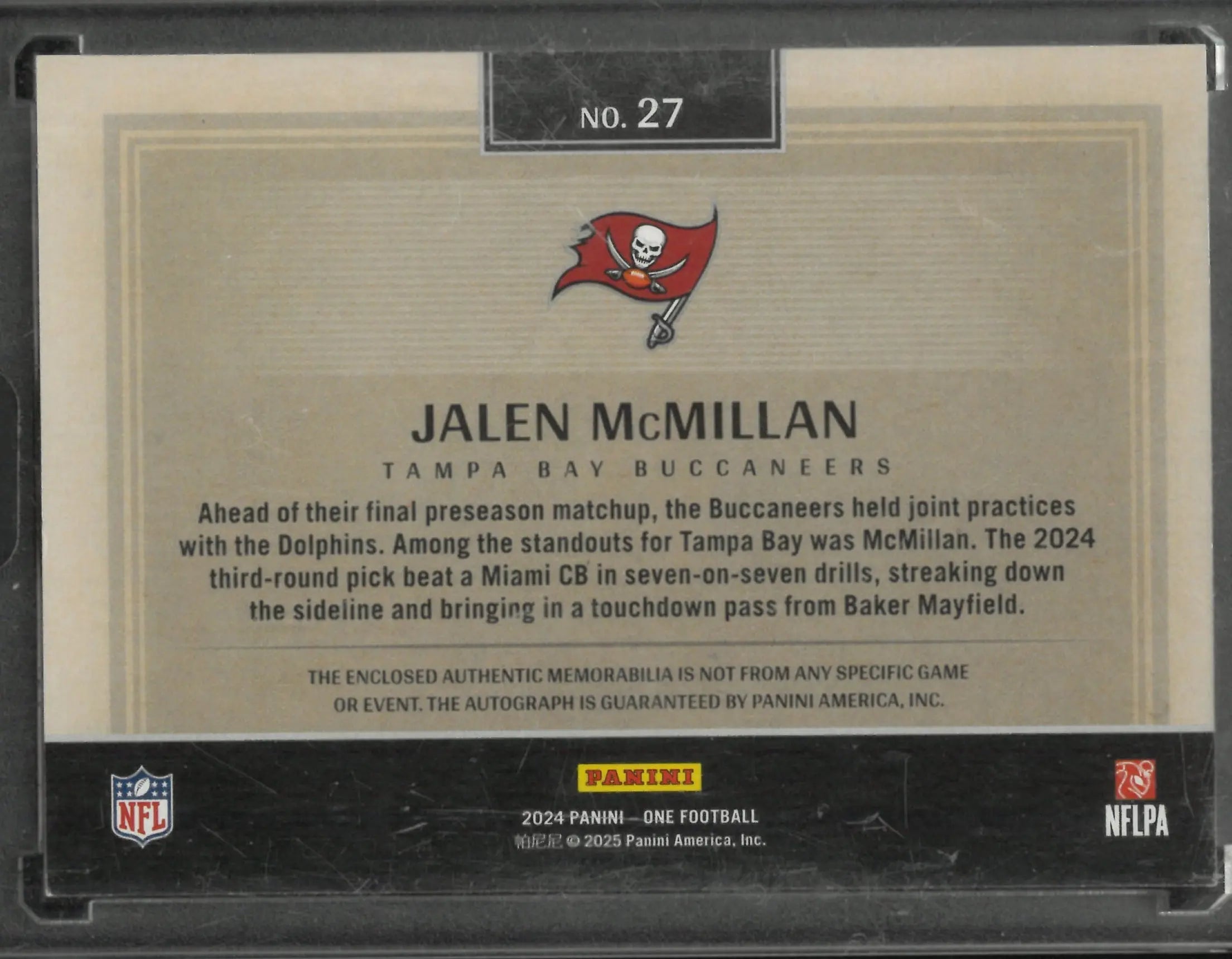 2024 Panini One Rookie Patch Autograph Jalen McMillan Auto Green /49 RC 