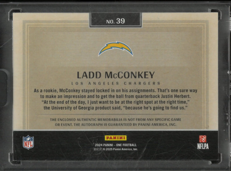 2024 Panini One Rookie Patch Autograph Ladd McConkey Auto /199 RC 