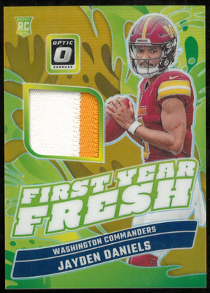 2024 Panini Optic First Year Fresh Green Yellow Rookie Patch Jayden Daniels /10 