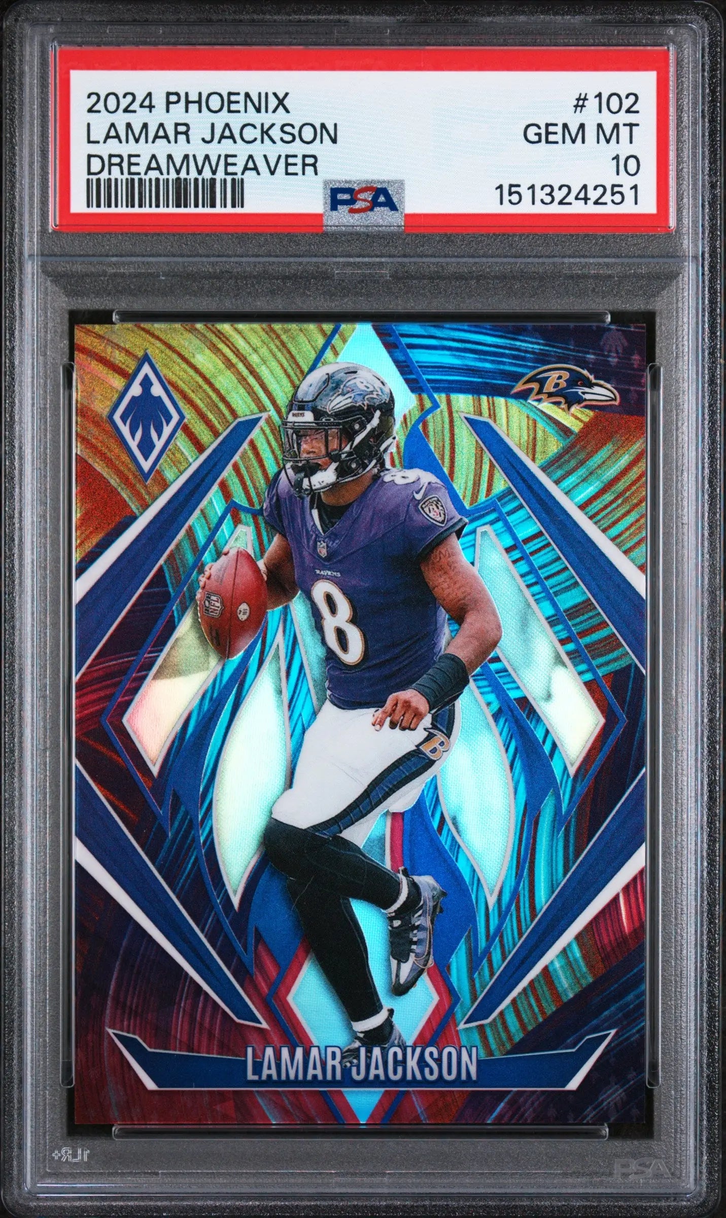2024 Panini Phoenix Dreamweaver Lamar Jackson #102 /4 PSA 10 
