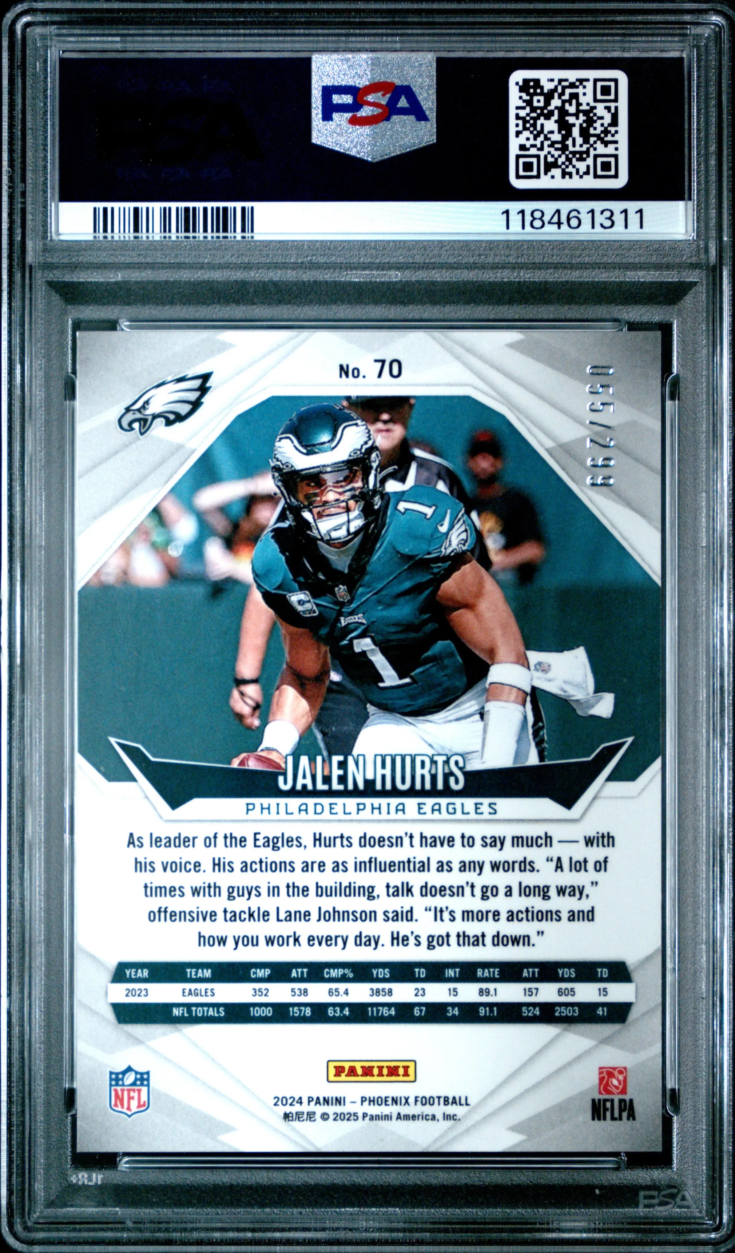 2024 Panini Phoenix Jalen Hurts /299 Red Fade PSA 10 