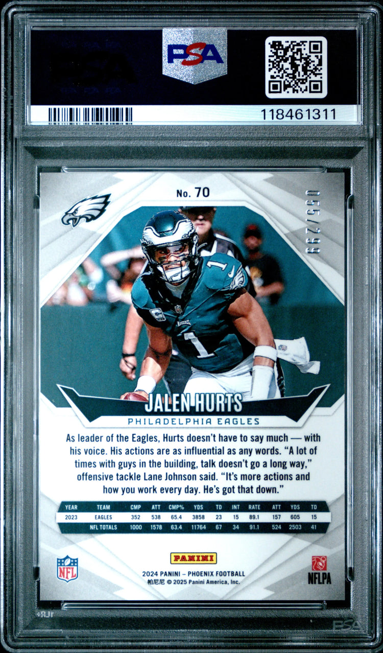 2024 Panini Phoenix Jalen Hurts /299 Red Fade PSA 10 