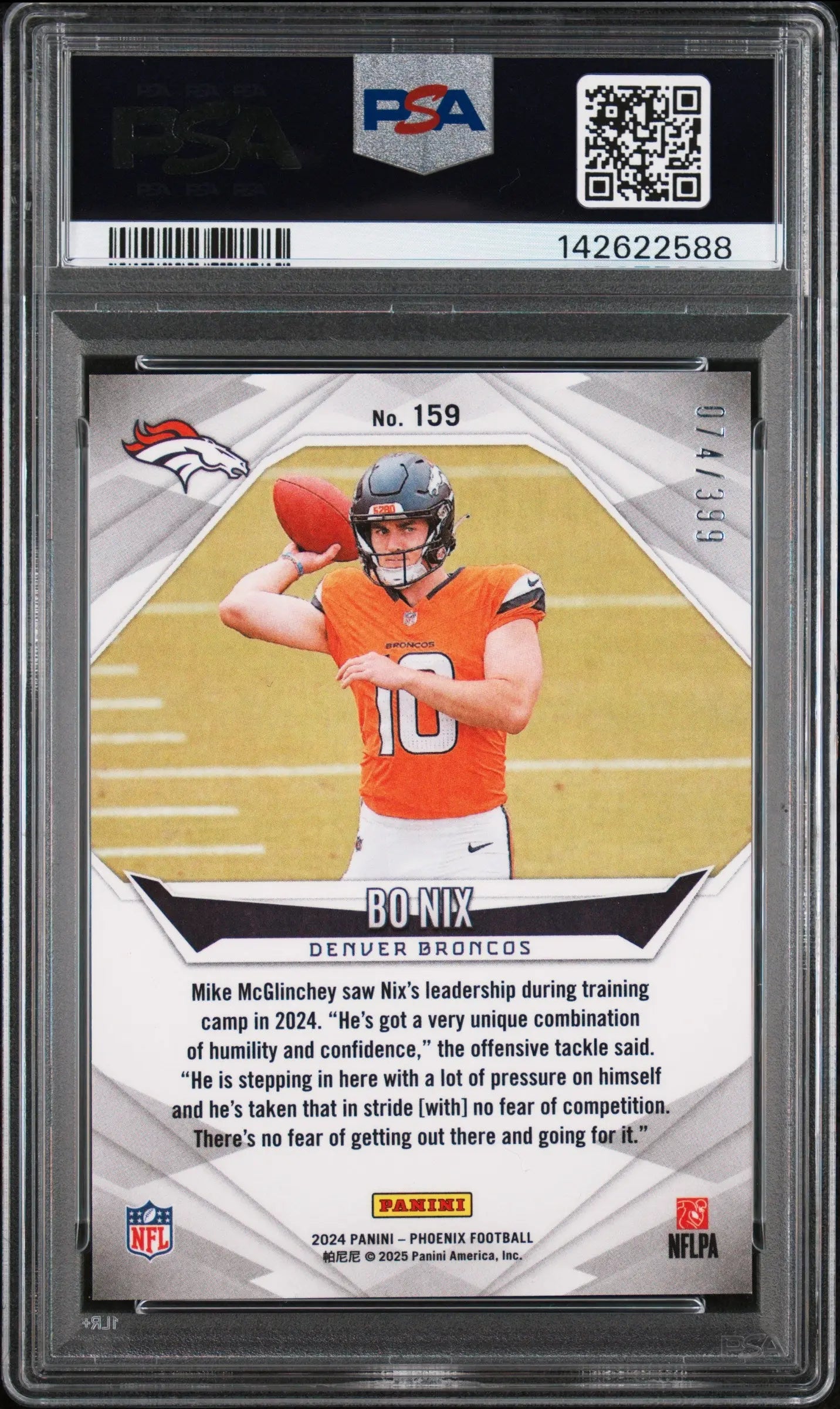 2024 Panini Phoenix Rookie Bo Nix Team Helmet RC PSA 10 