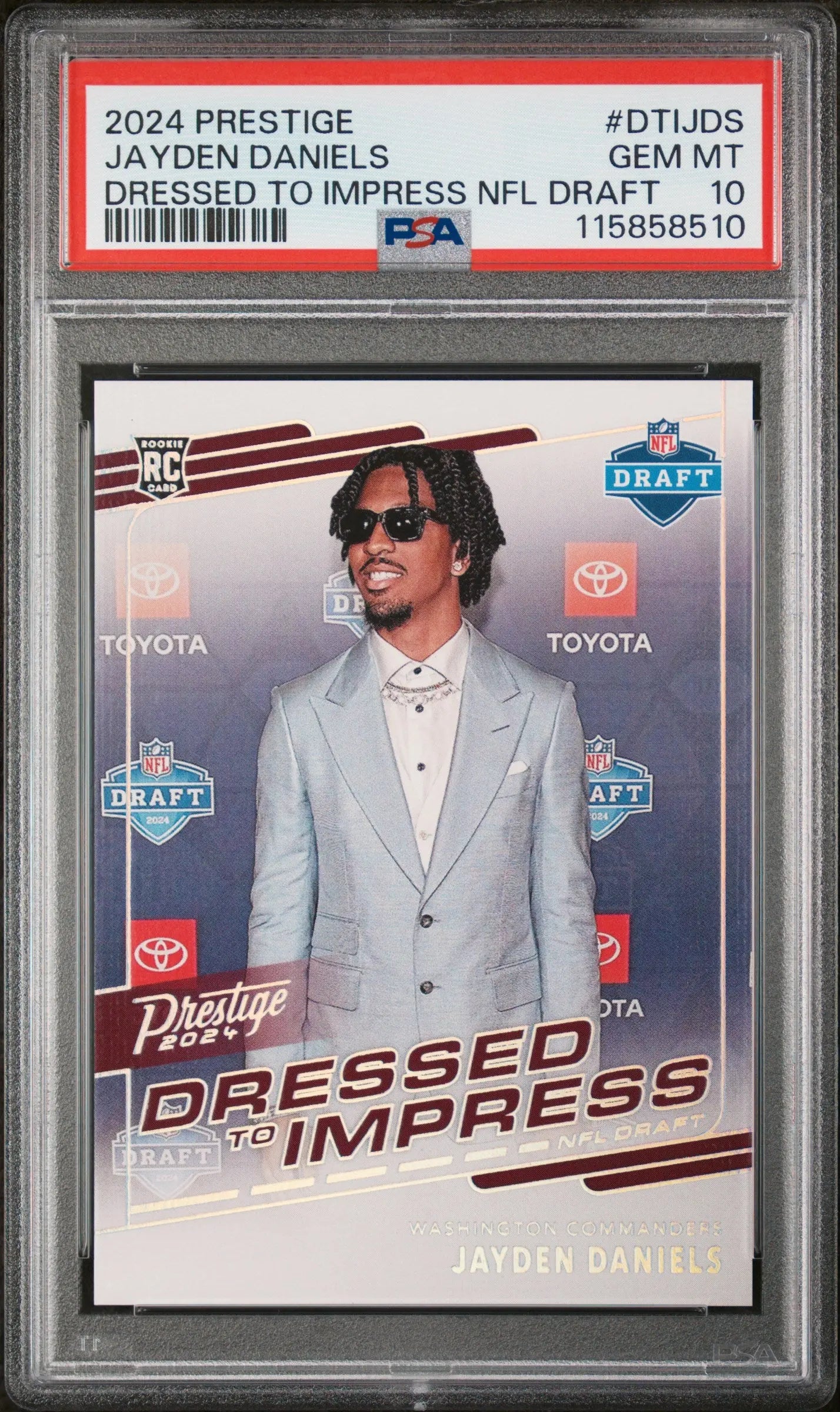 2024 Panini Prestige Dressed To Impress NFL Draft Rookie Jayden Daniels PSA 10 
